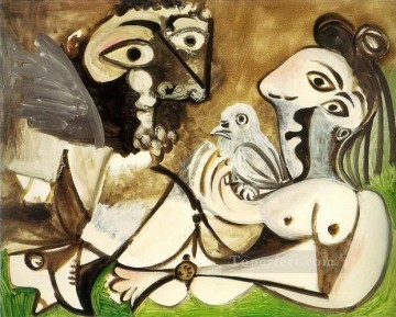 Pareja al pájaro 3 1970 cubismo Pablo Picasso Pinturas al óleo